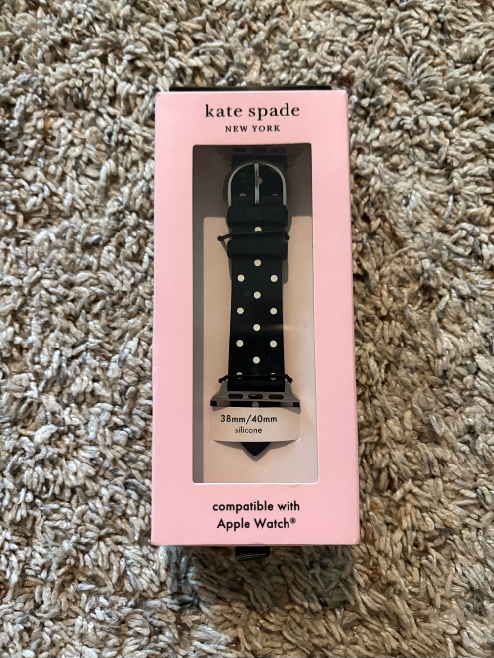 kate spade Black with White Polka Dot Silicone Apple Watch Band - 38/40mm
